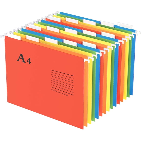 Oterri Hanging File Folders, A4 Size with 5 Elegant Colors to Choose, 1/5-Cut Adjustable Tab,15pcs Per Box