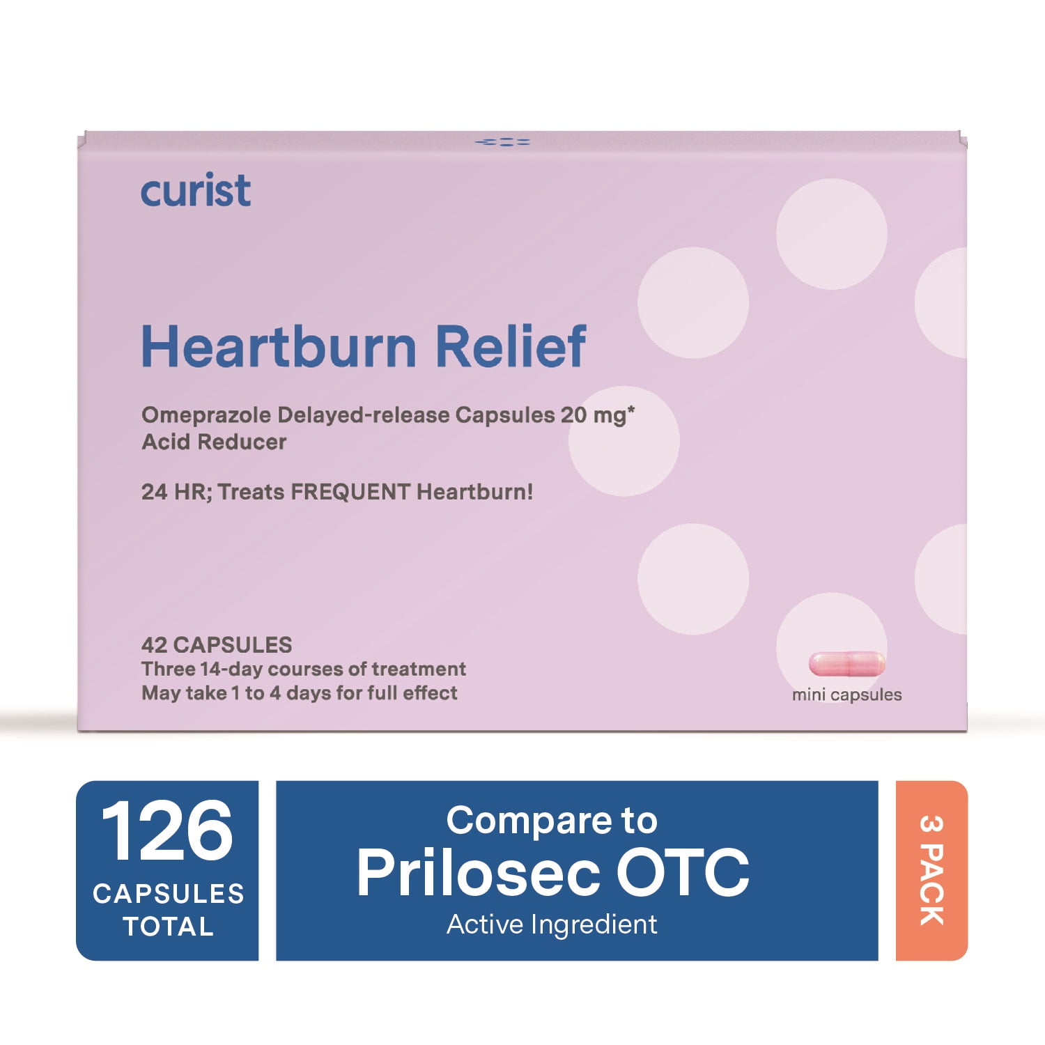Curist Prilosec Generic Heartburn Medicine 126 Ct (3x42) Omeprazole