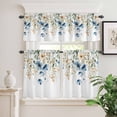 thumbnail image 2 of 3 Piece Kitchen Curtains and Valances Set Blue Spring Floral Cafe Curtains 36 Inch Length Weeping Botanical Orange Summer Valance & Tier Curtain for Living Room Bedroom Small Window 54"x18"+27"x36"*2, 2 of 6