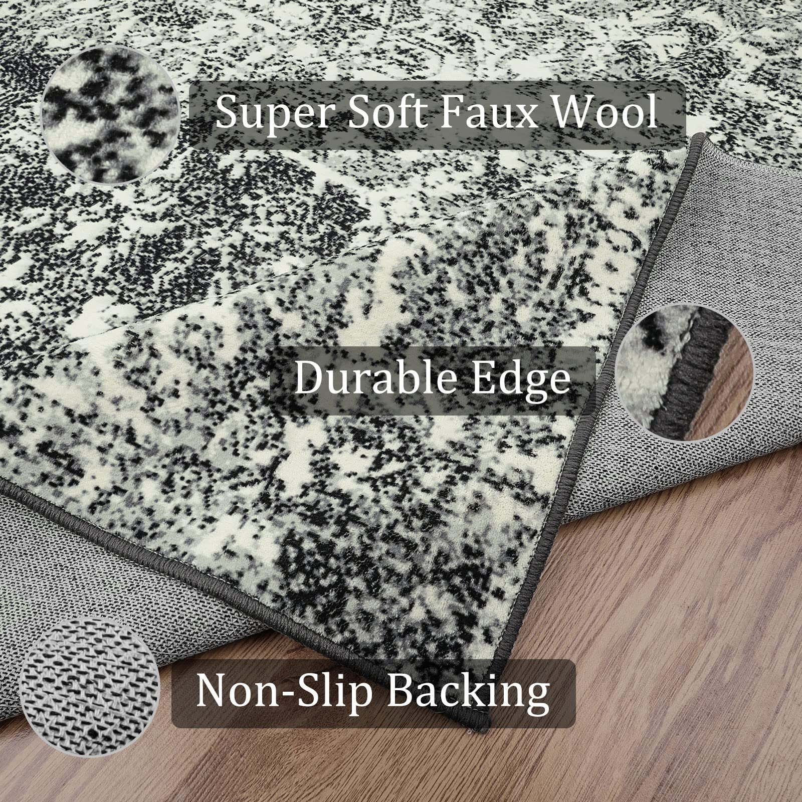 Wonnitar Washable Rug, Vintage 5x7 Rug Runner for Hallways Non-Slip, Traditional Non-Shedding Entryway Mat Soft Carpet for Bathroom Foyer Bedroom