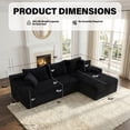 thumbnail image 3 of Aukfa 96" L-Shaped Cloud Sectional Sofa, Modular Boneless Couch with Deep Seat&Right-Facing Chaise for Living Room, Corduroy, Black, 3 of 8