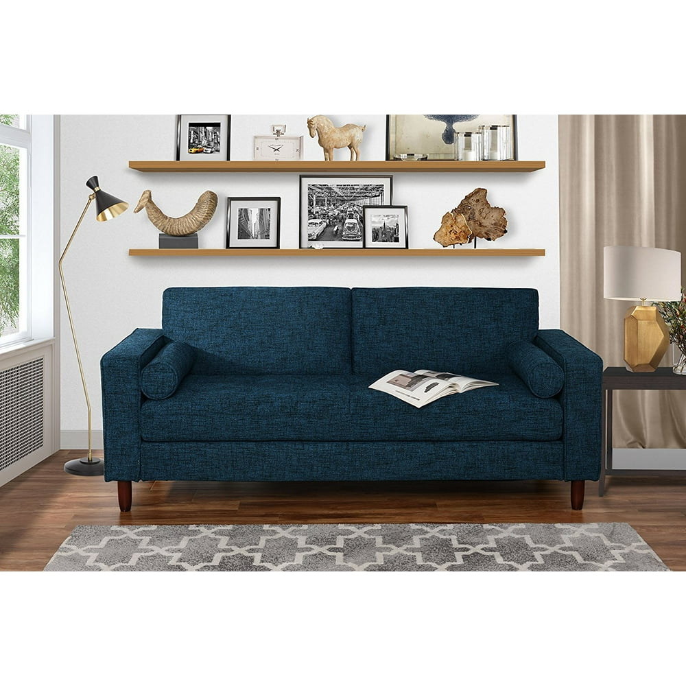 Modern Fabric Sofa with Tufted Linen Fabric Living Room Couch (Dark