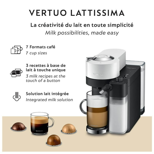 Nespresso Vertuo Lattissima Coffee and Espresso Machine by De