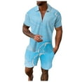 thumbnail image 1 of HBFAGFB Sweat Suits for Men 2 Piece Gradient Quarter Zip Pullover Men Tops Trendy Shorts Light Blue Size M, 1 of 4