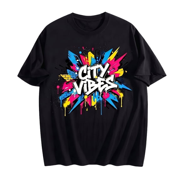 Men's Graphic Graffiti T-Shirt 100% Cotton Short Sleeve Crewneck Streetwear