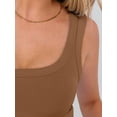 thumbnail image 4 of ANRABESS Crop Tops for Women Square Neck Sleeveless Ribbed Tank Tops Slim Fitted Basic Tee Shirts Cami Summer Clothes Brown L, 4 of 12