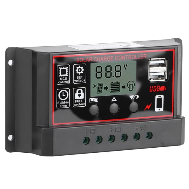 Controlador Fotovoltaico, Protección De Corriente Inversa Doble, Configuración De Una Tecla, Microcontrolador Incorporado, Controlador De Carga Solar, Patio Para El Hogar OTVIAP Solar Panel Controller