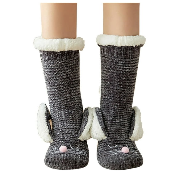 FhsagQ Chaussettes Chaussettes pour Femmes Chaussettes avec Armature Chaussettes de Sol pour Femmes Dessin Animé Chaussettes Épaissies Chaudes Chaussettes de Sommeil Pantoufles Chaussettes Chaussettes pour Femmes Grande Taille Rouge Chaussettes pour Femmes Culotte Fendue Gris Foncé Taille Unique