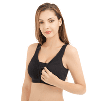 BIMEI Women's Mastectomy Bra Front-Close Plus Size Cotton Support Wireless Bra 8985,Black,M for 36ABCD