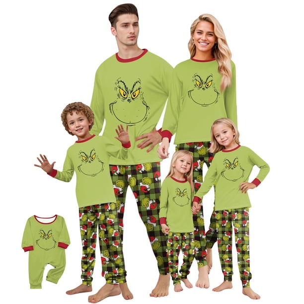 Christmas Family Pajamas Matching Set Print Long Sleeve Tops and Pants Sleepwear (Women, M)
