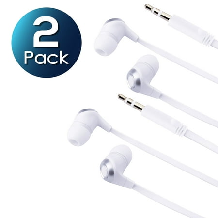 3.5mm Headphones, In-Ear EarBuds, by Insten 2 PAIR for Apple iPhone 6 6S 5S 5 SE 4S 4 3Gs iPod Touch 6th 5th 4th 3rd Generation iPad Laptop PC MP3 MP4 In Ear White Headphone Headset EarbudS EAR (Best Headphones For Iphone 5)