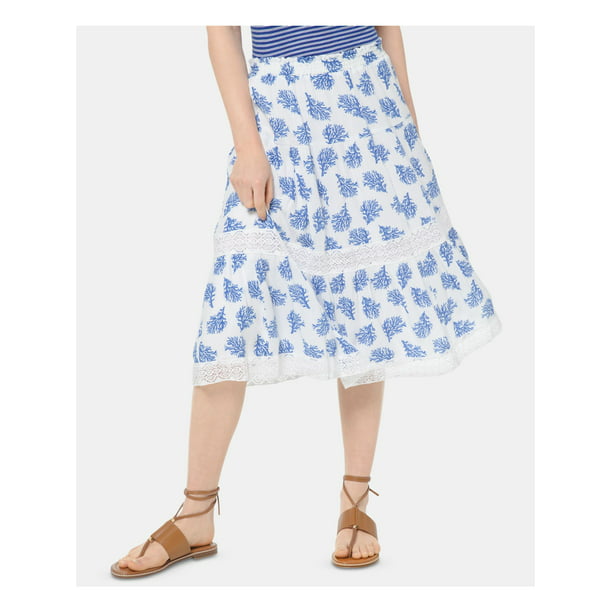 MICHAEL KORS Womens White Lace Printed Midi Pleated Skirt XS - Walmart.com