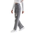 thumbnail image 3 of Sngxgn Low Waist Cargo Jeans for Women Pocket Y2K Wide Leg Pants(Grey,M), 3 of 9