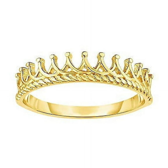 JewelStop 14k Shiny Yellow Gold Fancy Crown Ring Size 7, 1.4gr.