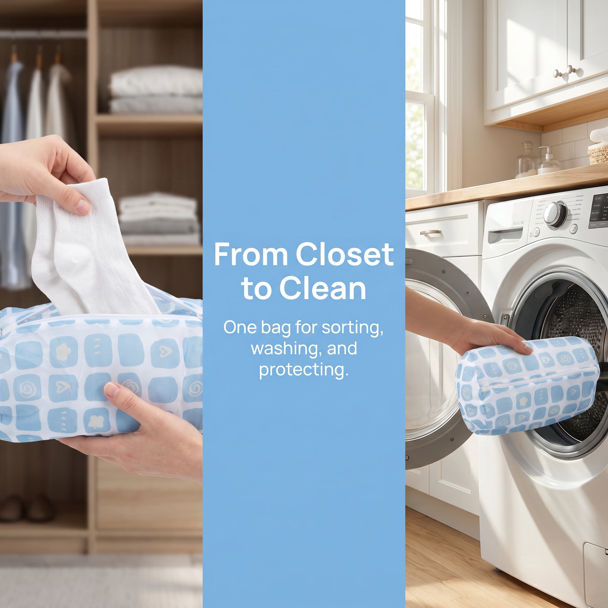 Unique Bargains 2Pcs Mesh Laundry Bags for Delicates Protect Garments Blue 8.7" x 13"