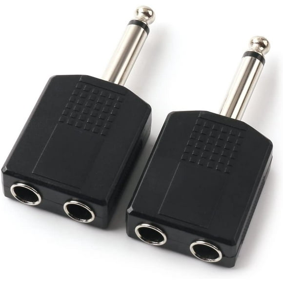 NANYI 1/4 Inch 6.35mm Male TS to 2 1/4 Inch 6.35mm Female TS Audio Heads, 1/4 Inch 6.35mm M One-Two 1/4 Inch 6.35mm F