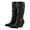 Black, variant on Women's Mid-Calf Boots Pull On Chunky Block Low Heel Round Toe Campus Boot Comfortable Casual Boots for Woman Yellow,Size 8