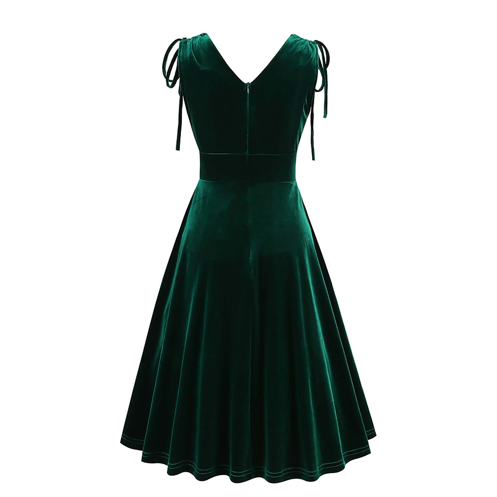 Bigersell Vintage Cocktail Dresses Women Velvet Sleeveless Double Side  V-Neck Retro Cocktail Party Mid-Length Dress Solid Color Wedding Guest  Pleated A-Line Midi Dresses Green M - Walmart Business Supplies