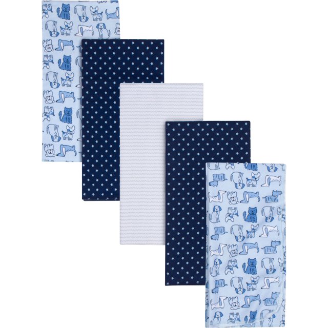 Gerber Set 5 mantas algodón azul suaves para bebé recién nacido OEKO-TEX