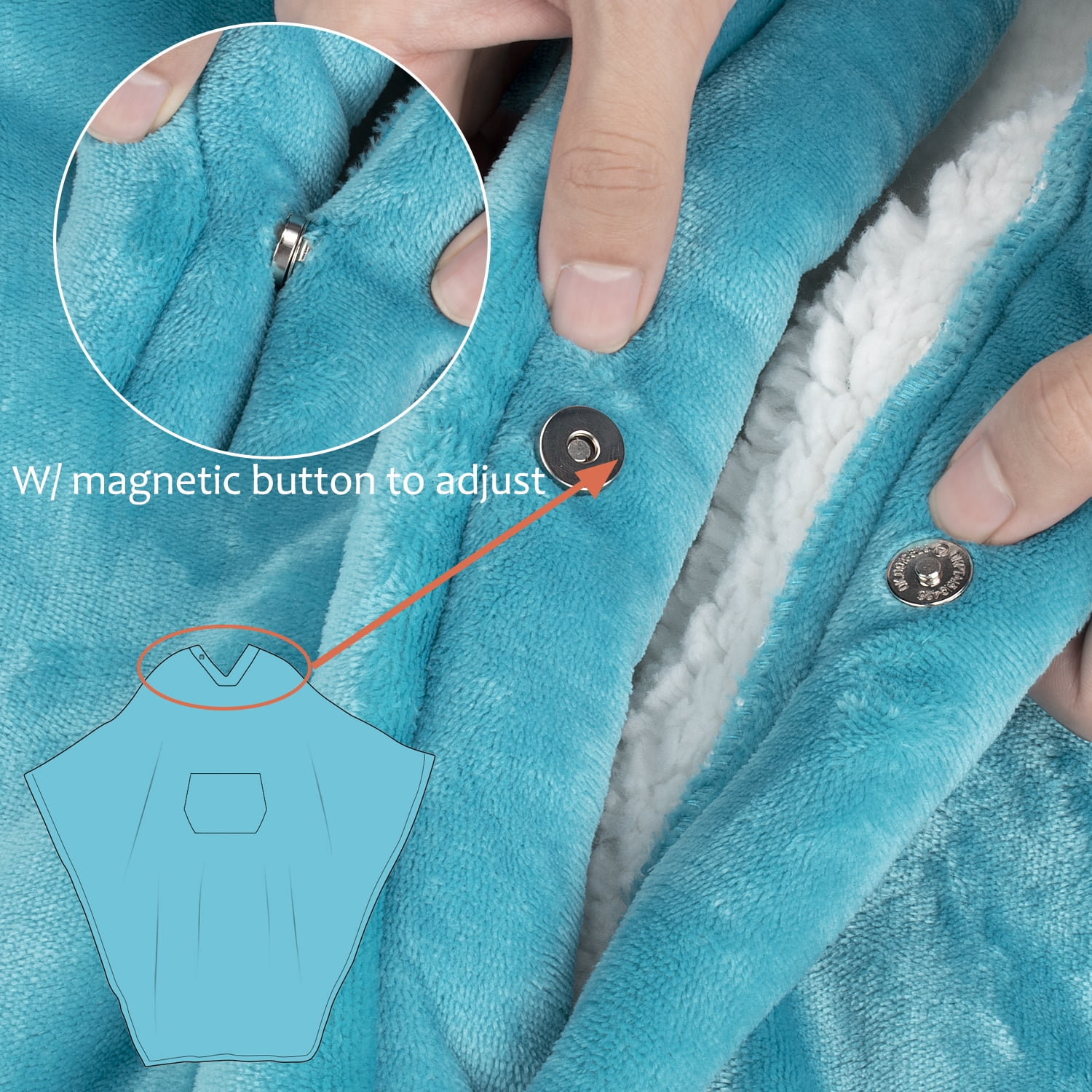 Sherpa Poncho Blanket Super Soft Comfy Plush Wearable Fleece Blanket  for Adult