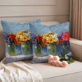 thumbnail image 2 of Spring Flowers Pillow Covers 2 Pack Yellow Red Pink Purple Flower Blue Gray Oil Paintings Pillowcase Waterproof Outdoor Throw Pillow Cover for Patio Garden Square Cushion 18”x18”, 2 of 9