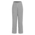 thumbnail image 5 of TANGQIOP Causal Pants for Women Solid Color Striped Straight Wide Leg Elasticized High Waisted Pocketed Button Breathable Black S, 5 of 9