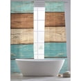 thumbnail image 5 of Farmhouse Aqua Brown Sheer Curtains 96 Inch Length 2 Panels Set Window Treatments, Vintage Wooden Striped Rod Pocket Semi Curtains for Living Room/Bedroom/Kitchen Décor, 104"W x 96"L, 5 of 7