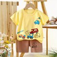 thumbnail image 2 of KPOPLK Baby Boy Summer Set Short Sleeve Shirt Top Shorts 2Pcs Pattern Casual Clothing Outfits for 6Months-6Years(7-8 Years,Yellow), 2 of 4