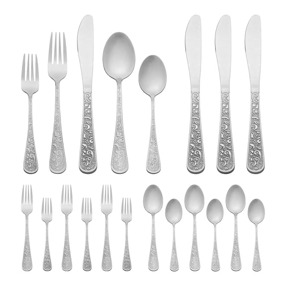 20 Piece Silverware Set, Stainless Steel Flatware Set, Mirror Polished Cutlery Set, Serving Utensils Set for Kitchen Eating Tableware Silver 20