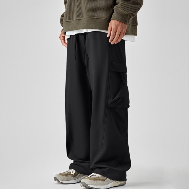Pantalones largos para hombre, con protección solar, color liso, cintura elástica y cordón ajustable.
