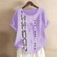 thumbnail image 1 of Fiudx Ropa de Mujer Blusa de Manga Corta Holgada y Cómoda con Estampado a La Moda para Mujer, Tops Informales con Cuello Redondo y Cierre de Corte con Botones, 1 of 3