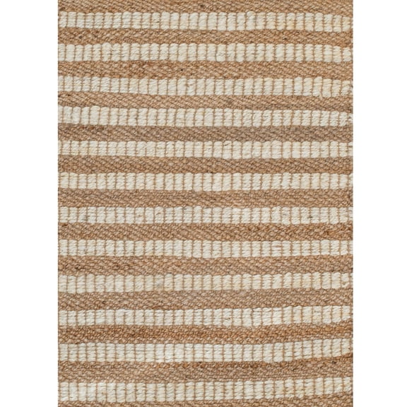 A&B Home Stripe Jute Shuttle Weave Durrie with Fringes 32 x 48
