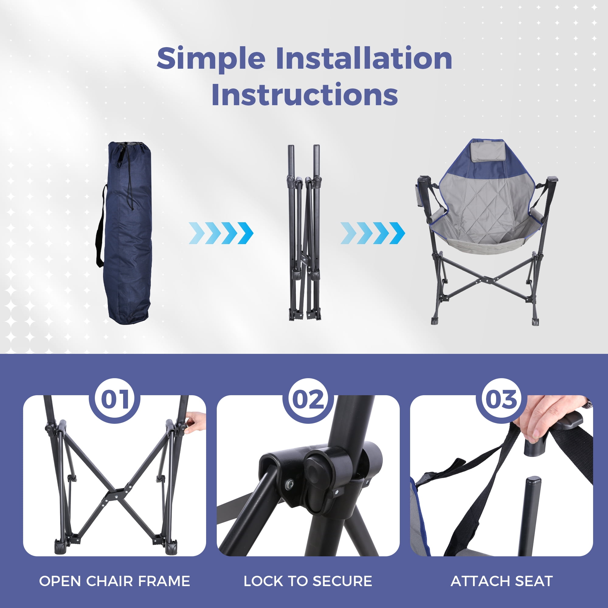 Hammock Camping Chair,Adjustable Backrest,Portable Folding,Detachable Cup Holder,Durable Fabric,Supports up to 300lbs