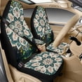 thumbnail image 2 of Xoenoiee Boho Mandala Flower Pattern Car Seat Cover Full Set, PU Leather Front Seat Covers Universal Seat Belt Pads Waterproof Armrest Cover, 5 Piece Auto Accessories for Cars, SUVs, Trucks, 2 of 7