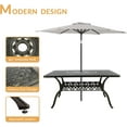 thumbnail image 3 of 7-Piece Outdoor Patio Dining Set, 60" Rectangular Cast Aluminum Dining Table with Umbrella Hole and 4 Stationary, 2 Swivel Rocker Chairs, 6 Cushioned, Backyard, Patio, Garden, Navy, 3 of 8