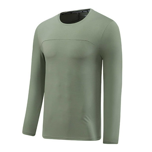 pstuiky Camisas de manga larga abrigadas para hombre, Camiseta deportiva ajustada transpirable de secado rápido para hombre, de manga larga y cuello redondo. Tops casuales para hombres xl