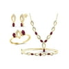 3.00 Carat T.G.W. Ruby And White Diamond Accent 14K Gold over Silver 4-Piece Jewelry set