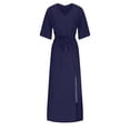 thumbnail image 5 of DailyTrove Women's Plus Size Split Maxi Dress-Short Sleeve-High-Slit-Polyester Blend-for Beach Vacation/Party-Flowy Plus Size, 5 of 6
