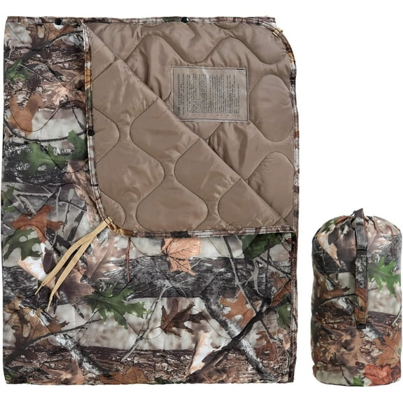 Woobie Blanket, Thermal Insulated Military Poncho Liner, Water-Resistant, Portable, Insulation, for Hiking, Survival with Compression Carry Bag
