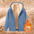 thumbnail image 5 of Busydd Plus Size Fleece Jacket Women Warm Cozy Solid Color Hooded Winter Jacket Trendy Casual Long Sleeve Zip up Jacket with Pockets 3XL, 5 of 9