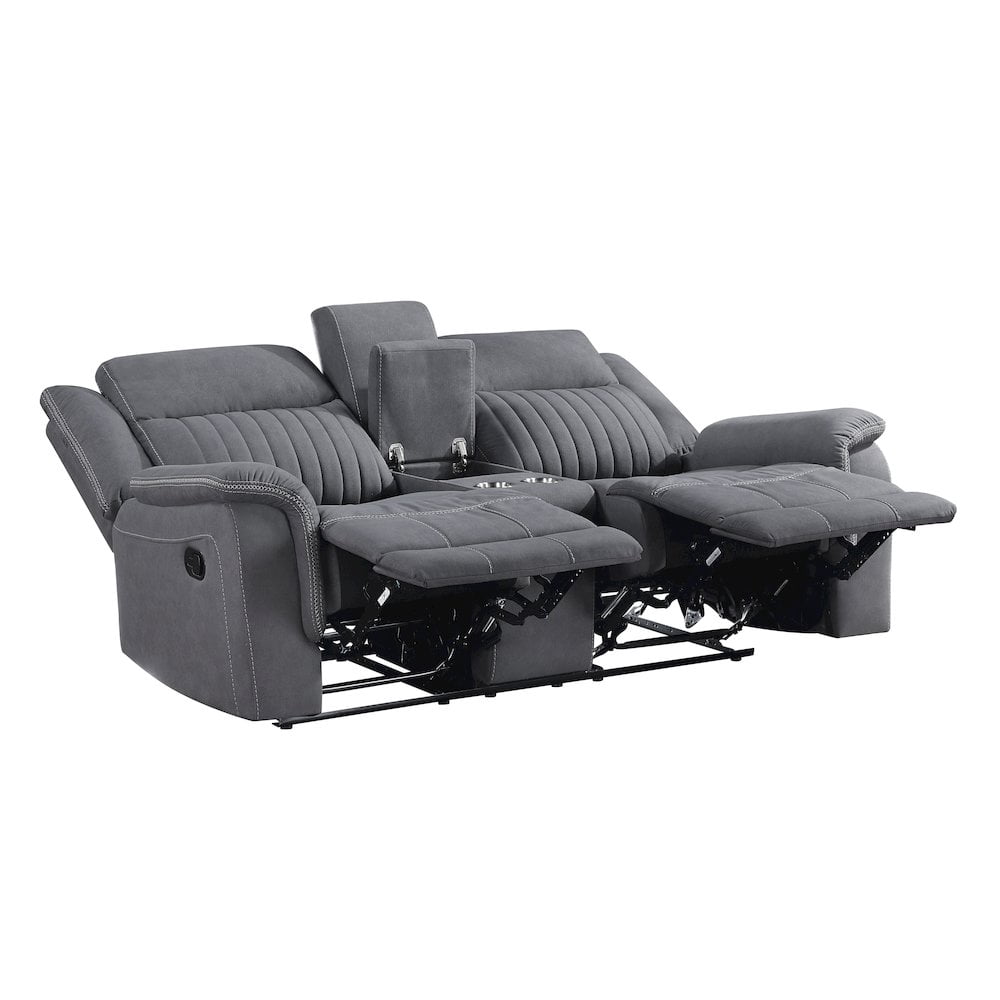 Lexicon Dean Microfiber Double Reclining Love Seat in Gray