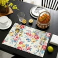 thumbnail image 4 of Pioneer Flower Floral Print Pattern Summer Placemats Table Placemats Set Of 4-Linen Kitchen Washable Placemats Table Mats 12x18 Inch Non-Slip Heat Resistant, 4 of 6