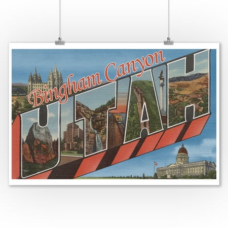 Bingham Canyon, Utah - Large Letter Scenes (9x12 Art Print, Wall Decor Travel