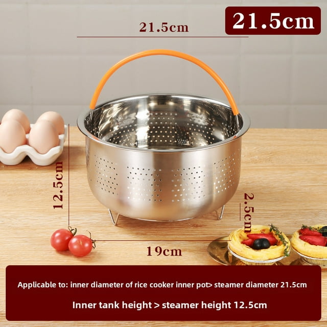 Compact 21.5cm 304 Stainless Steel Electric Rice Cooker Steamer Basket with Footed Base - Rust-Resistant, Easy-to-Clean Home Kitchen Tool for Versatile Food Steaming (Vegetables, Meats, Rice) with