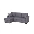 thumbnail image 3 of Kingway Furniture Hemus Linen Blend Reversible Sectional Sleeper Sofa with Pillows in Gray, 3 of 15
