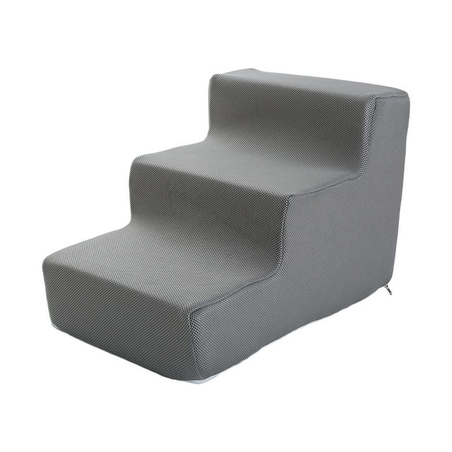 Decodeary Dog Stairs Ladder Cat Ramp Pet Stairs Multipurpose Steps for Small Dogs Cats 4 Steps Dark BLue Grey 3 Step