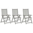 thumbnail image 1 of vidaXL Chaises de Jardin Inclinables 3 Pcs Gris Acacia Massif, 1 of 5