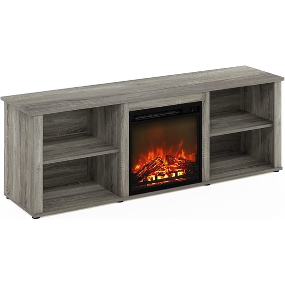 TV Stand with Electric Fireplace - Modern Entertainment Center & Shelved Storage
