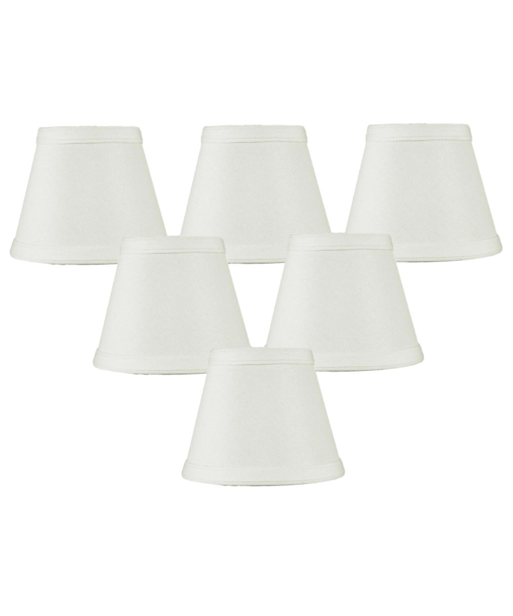 Set of 6 Clipon Candelabra Lamp Shade Light Oatmeal Fabric 3x5x4