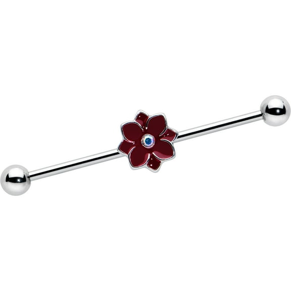 Body Candy Womens 14G Stainless Steel Helix Poinsettia Christmas Flower Industrial Barbell 1 1/2